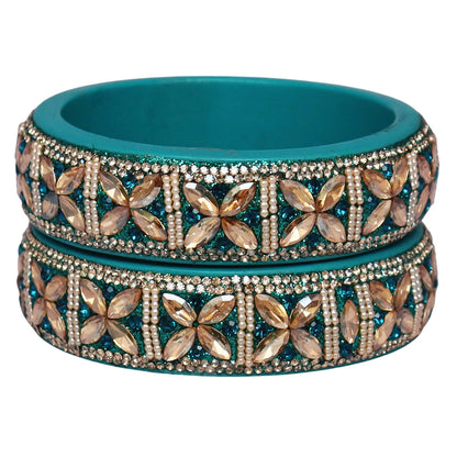 Jaipuri Handmade Lac Kada with Kundan Beads Craft