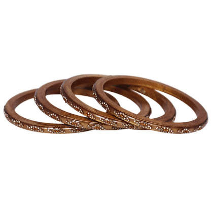 Golden Rajasthani handmade lac bangles with rhinestone stone work