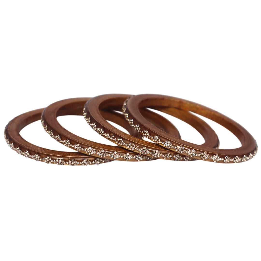 Designer lac bangles with glossy finish and rhinestone work