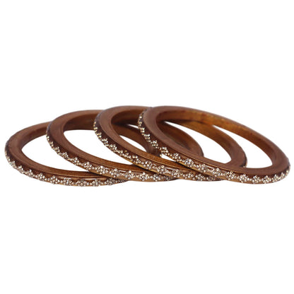 Designer lac bangles with glossy finish and rhinestone work