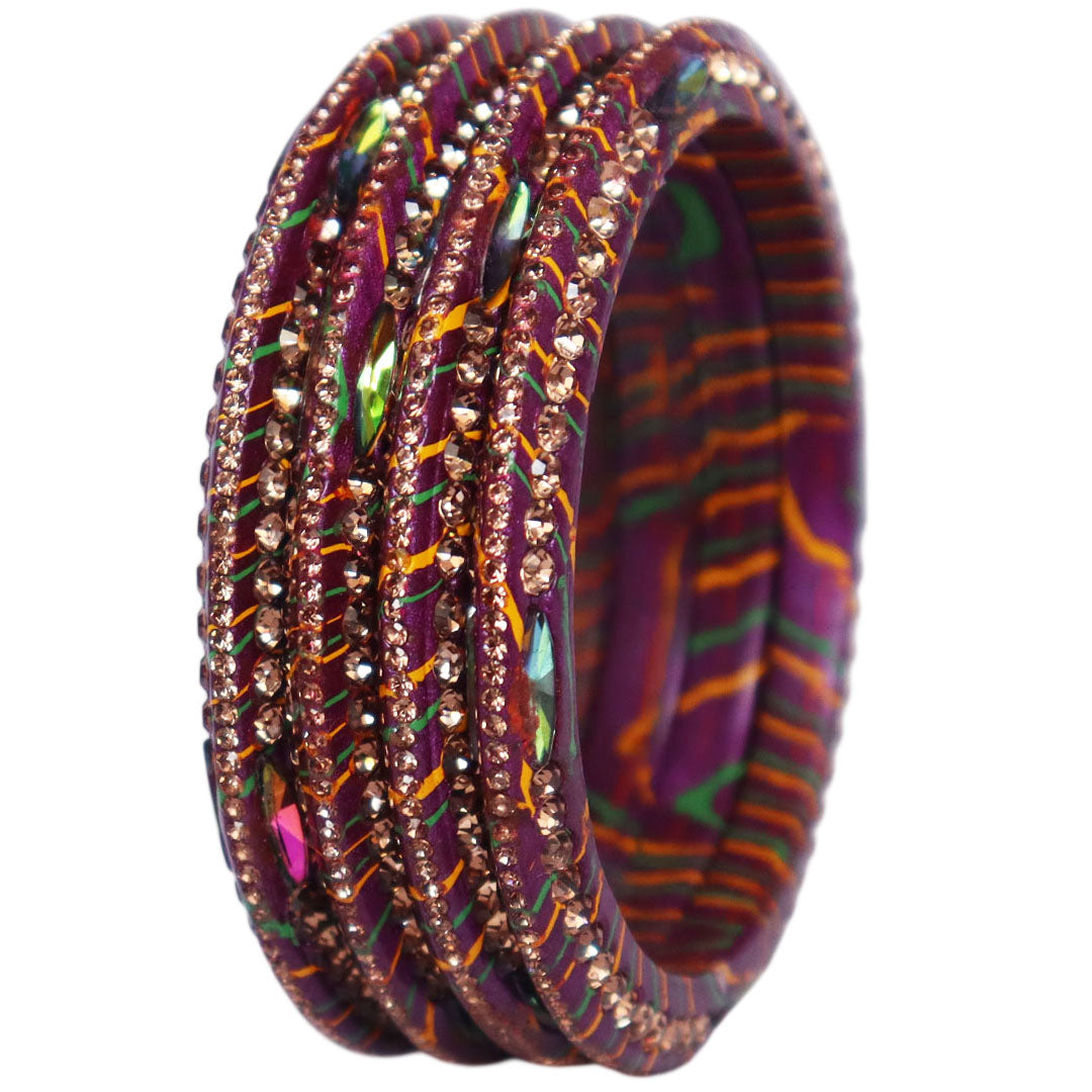 Lehariya Lac Bangles for Women | Traditional Rajasthani Rhinestone Bangles | Glossy Festival & Wedding Bangles By TAJ BRIDAL STORE