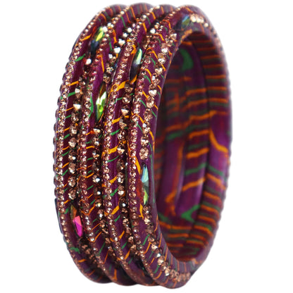 Lehariya Lac Bangles for Women | Traditional Rajasthani Rhinestone Bangles | Glossy Festival & Wedding Bangles By TAJ BRIDAL STORE