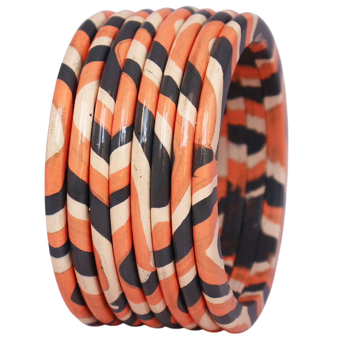 Lac Bangles Set Elegant Lahariya Pattern Bangles