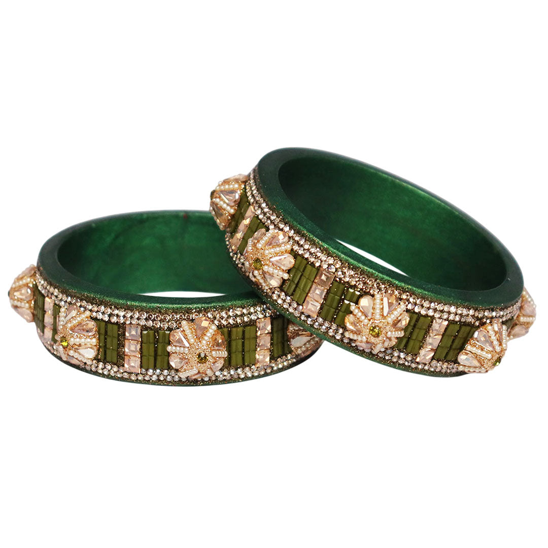 Jaipuri Lac Bangles Kundan Pearl Rhinestone Designer Kada