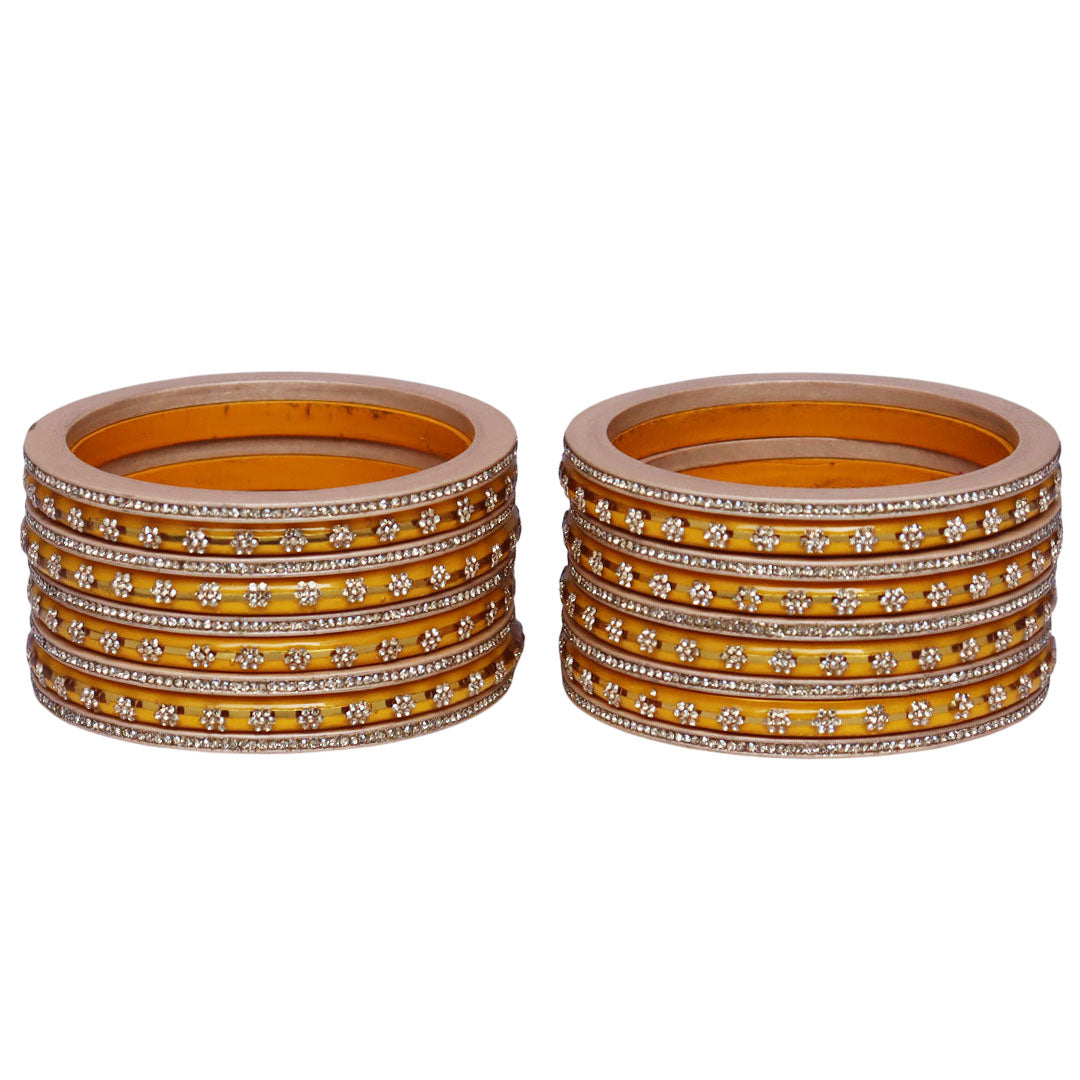Bridal Rajasthani Lac Bangles Set with Floral Stone Work