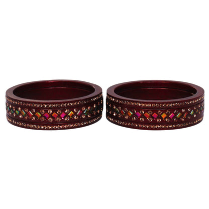 Women's Traditional Lac Bangles Set With Latest Rainbow Kundan Design
