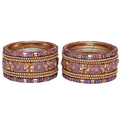 Designer Metal Short Bangles for Wedding with Kundan & Pearl Work