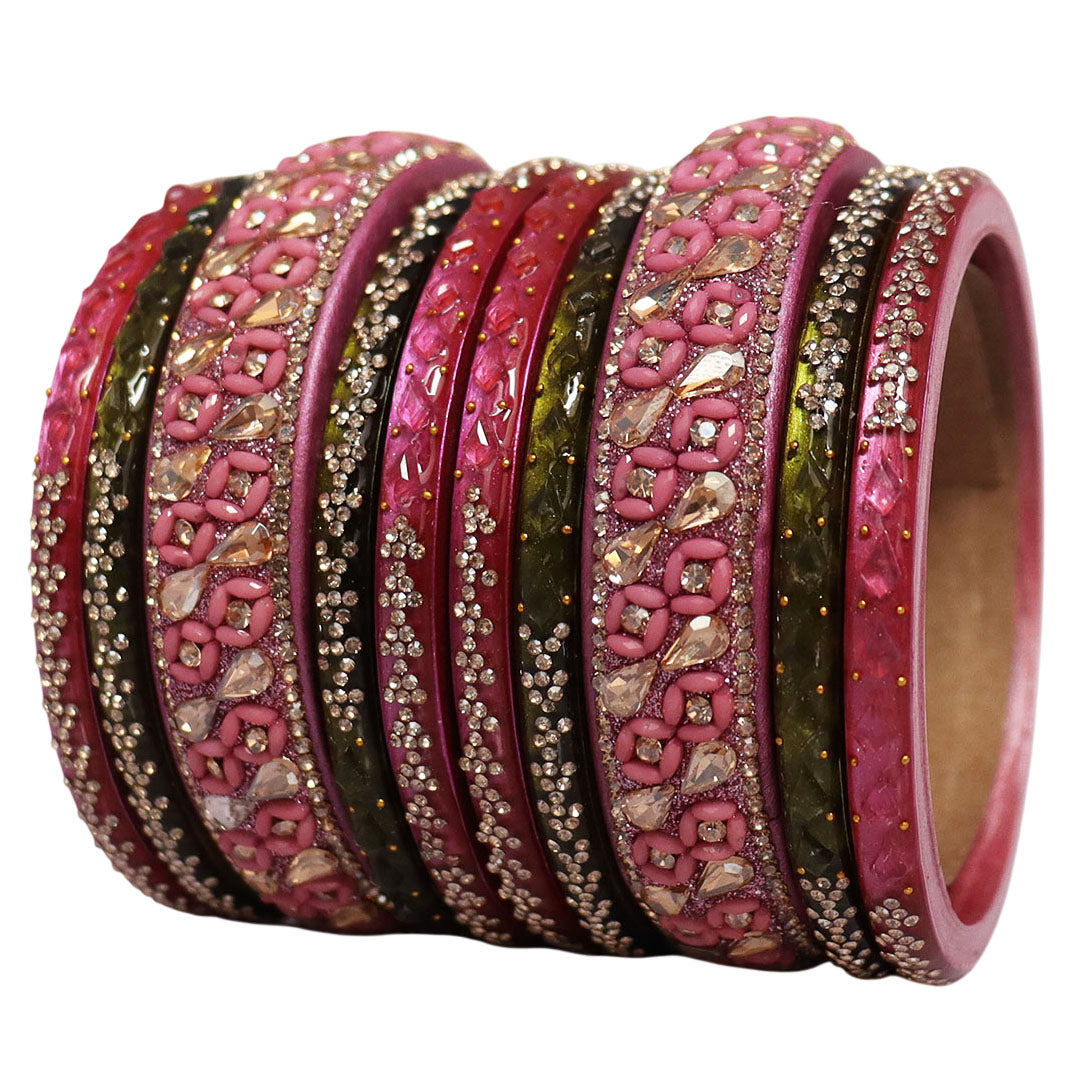 Womens Designer Lac Bangles Set With Latest Kundan Design