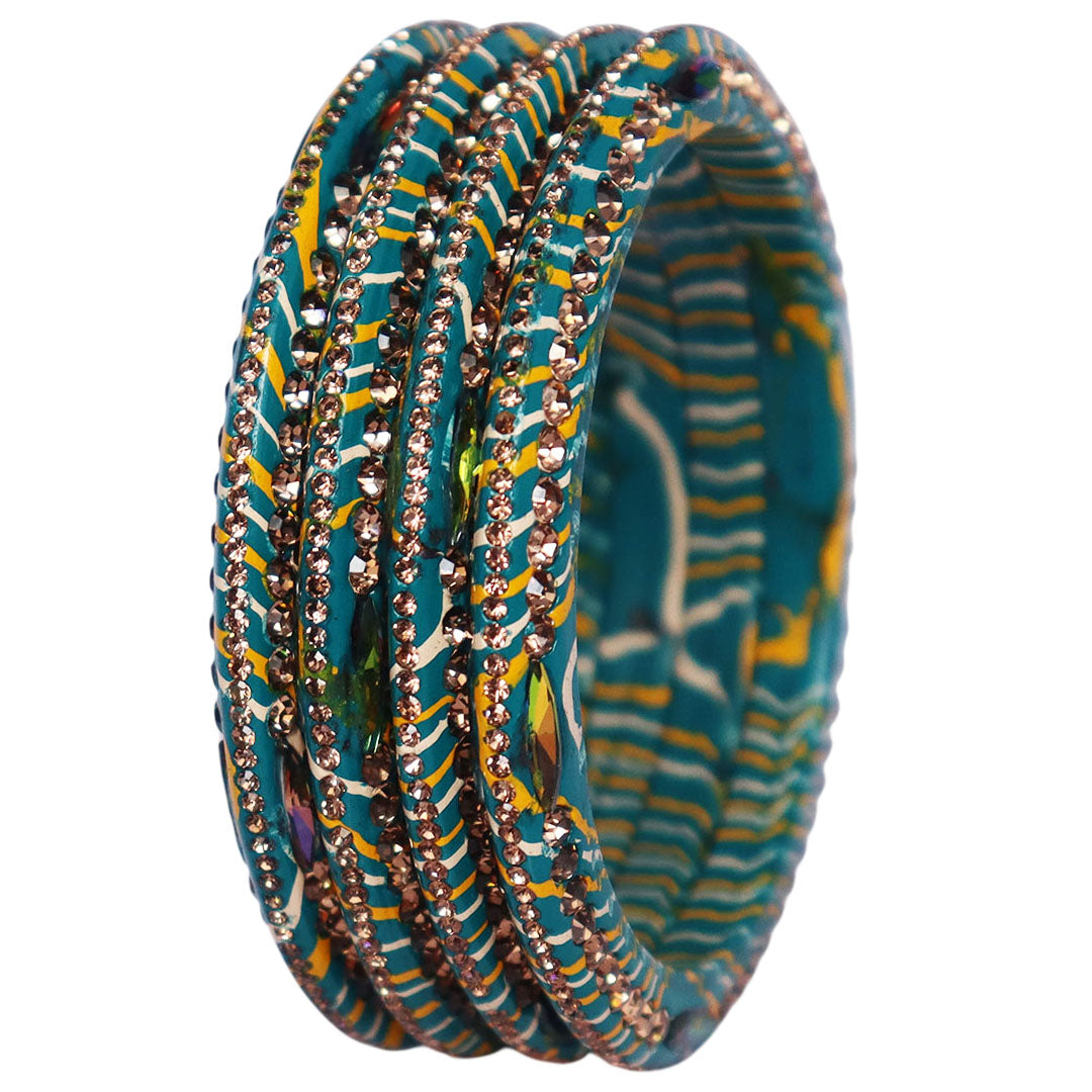 Lehariya Lac Bangles for Women | Traditional Rajasthani Rhinestone Bangles | Glossy Festival & Wedding Bangles By TAJ BRIDAL STORE