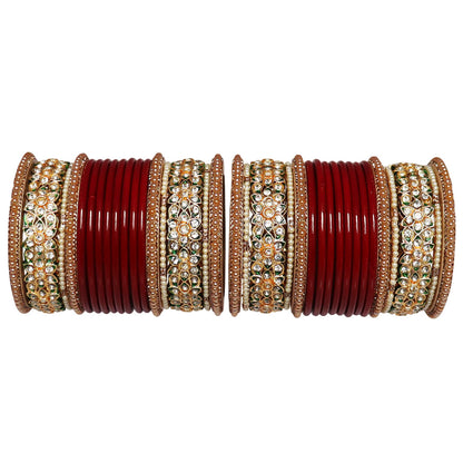 Festive Wear Lac Bangles Set With Latest Stones Flower Design