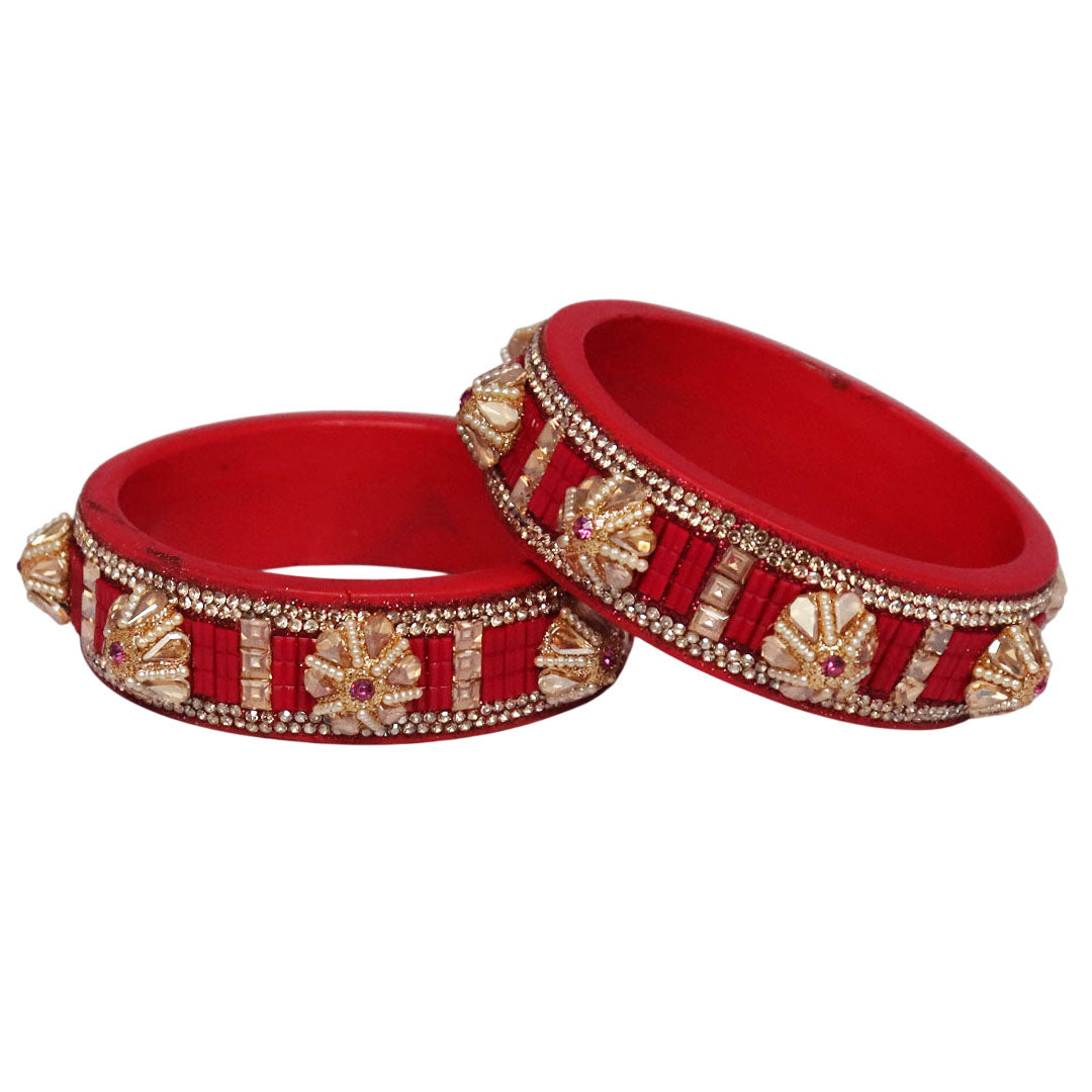Jaipuri Lac Bangles Kundan Pearl Rhinestone Designer Kada