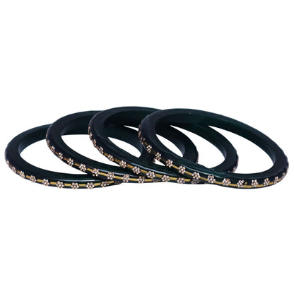 Classic Rajasthani Lac Bangles with Sparkling Flower Stones