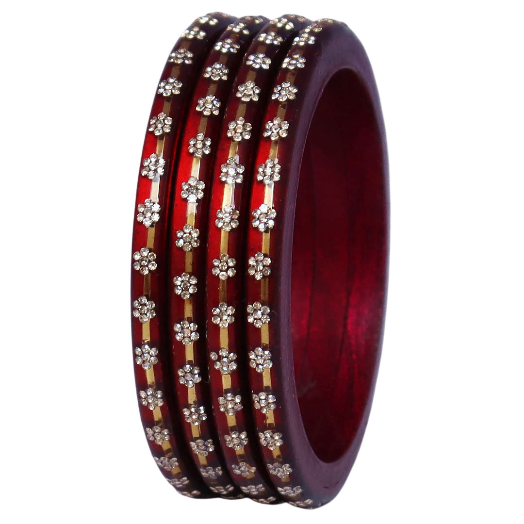 Classic Rajasthani Lac Bangles with Sparkling Flower Stones