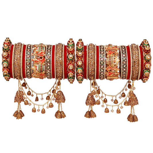 Royal Rajwadi Bridal Bangles with Dulha-Dulhan Kada & Designer Latkan