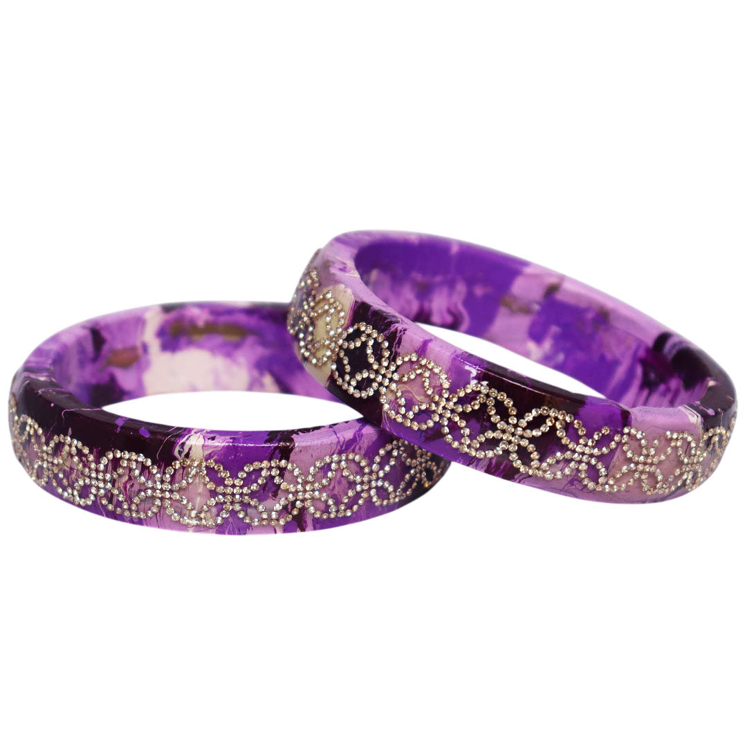 Premium Lac Bangles for Women | Multicolor Marble Finish Rhinestone Traditional Rajasthani Bangles By TAJ BRIDAL STORE