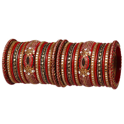 Royal Rajwadi Lac Bangles for Brides with Kundan Embellishments