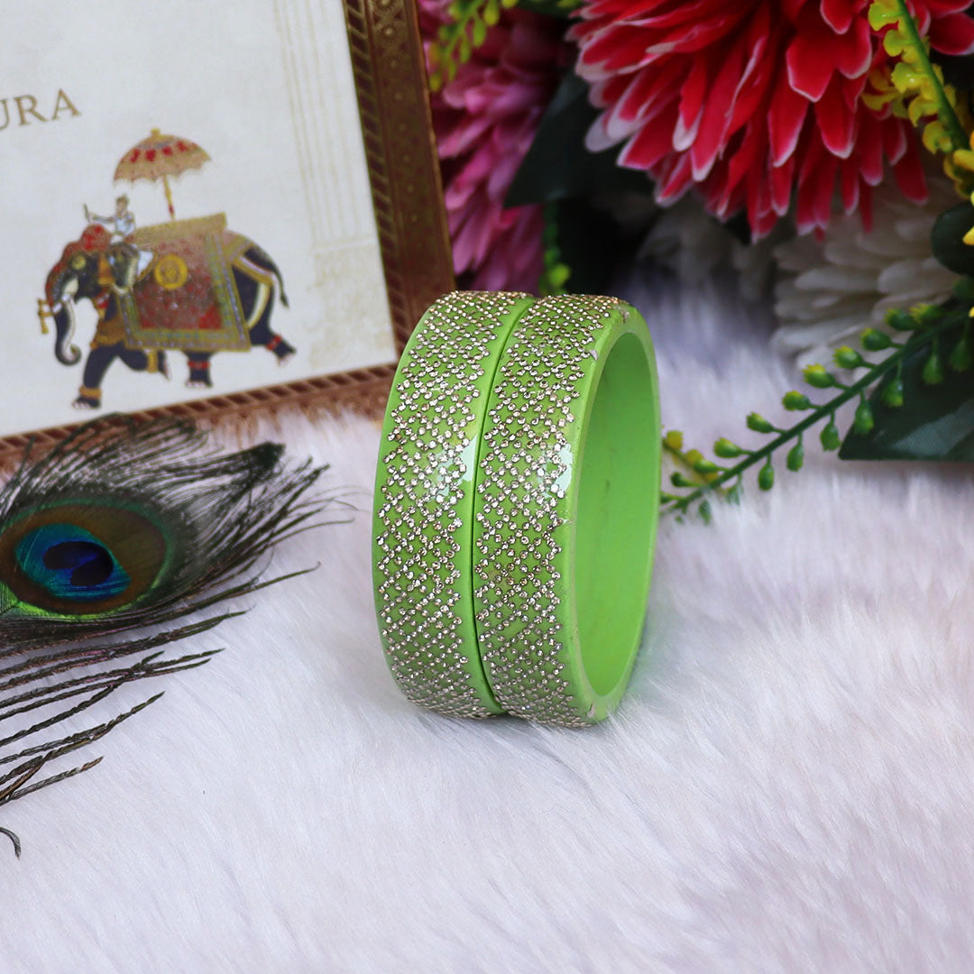 Jaipuri Lac Kada Bangles Set in Latest Rhinestones Design