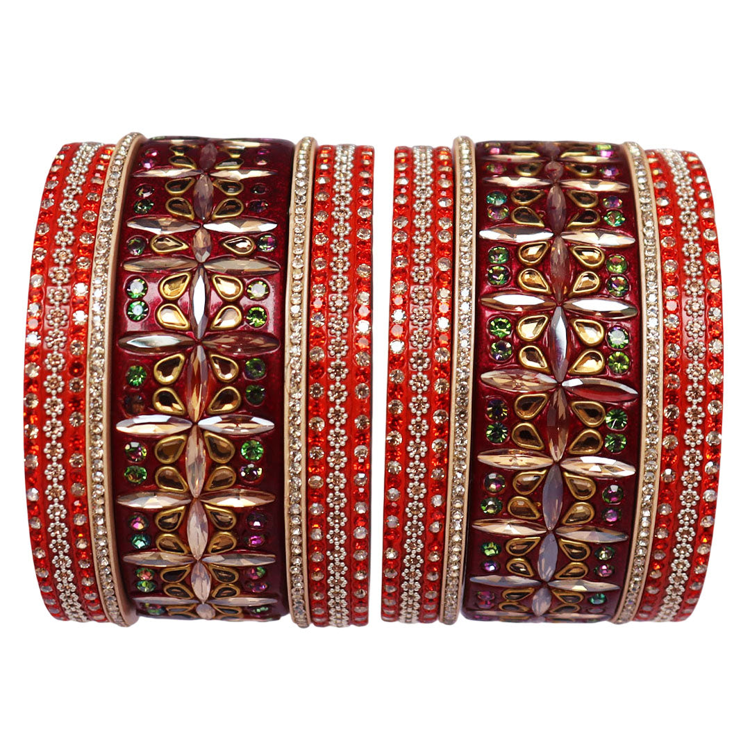 Premium Kundan Bangle Set with Rhinestones