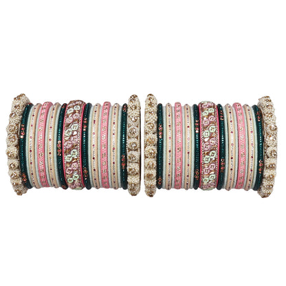 Raksha Bandhan Designer Bangles Set With Latest Kundan-Beads Design