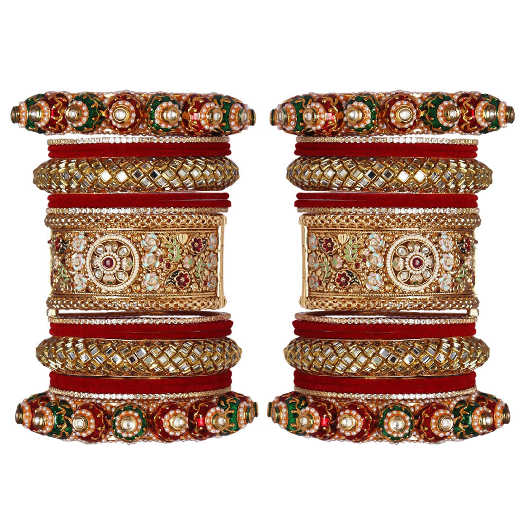 Rajwadi Bride’s Gold Plated Bangles Set in Latest Traditional Design