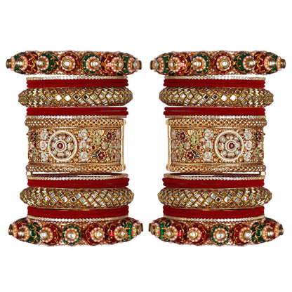 Rajwadi Bride’s Gold Plated Bangles Set in Latest Traditional Design