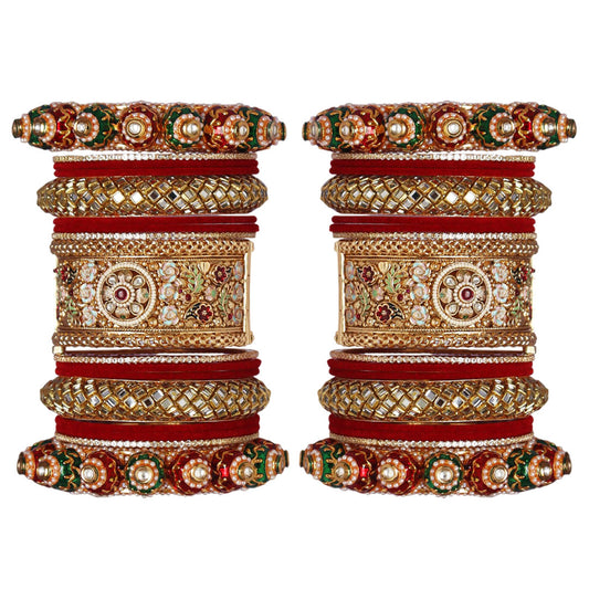 Rajwadi Bride’s Gold Plated Bangles Set in Latest Traditional Design