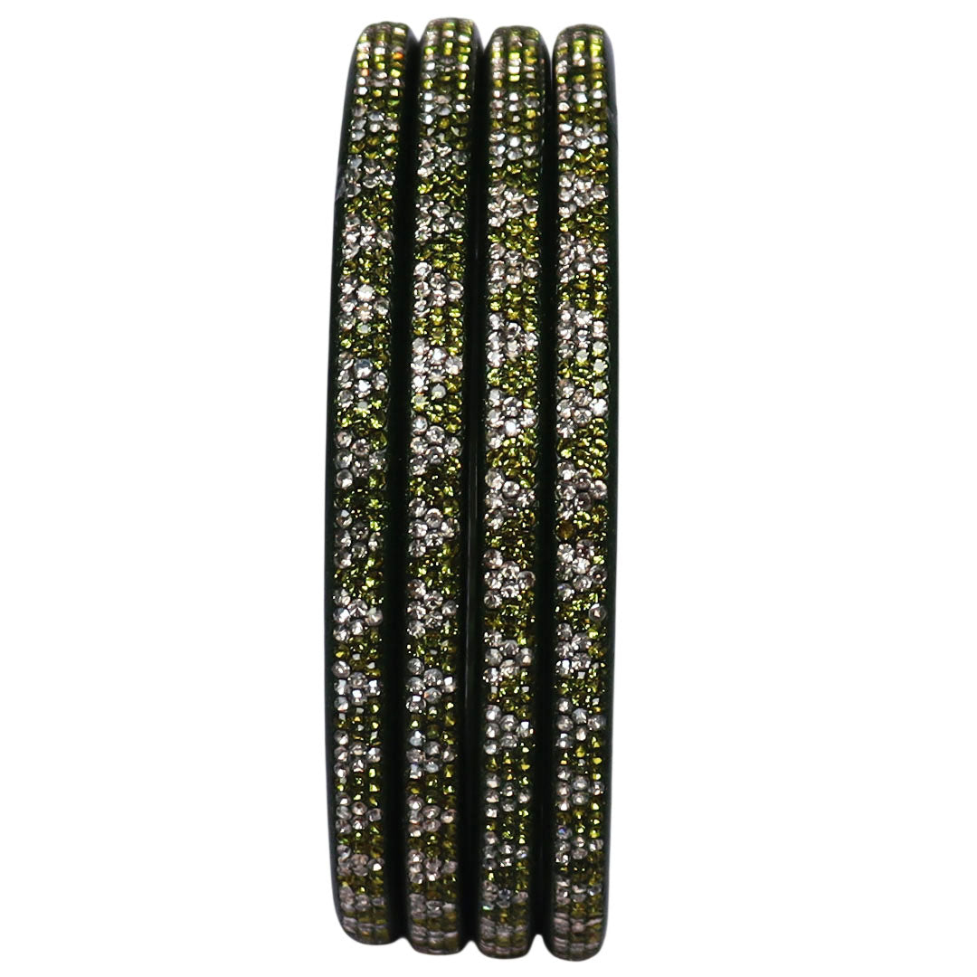 Green Lac bangles with traditional rhinestone embellishment