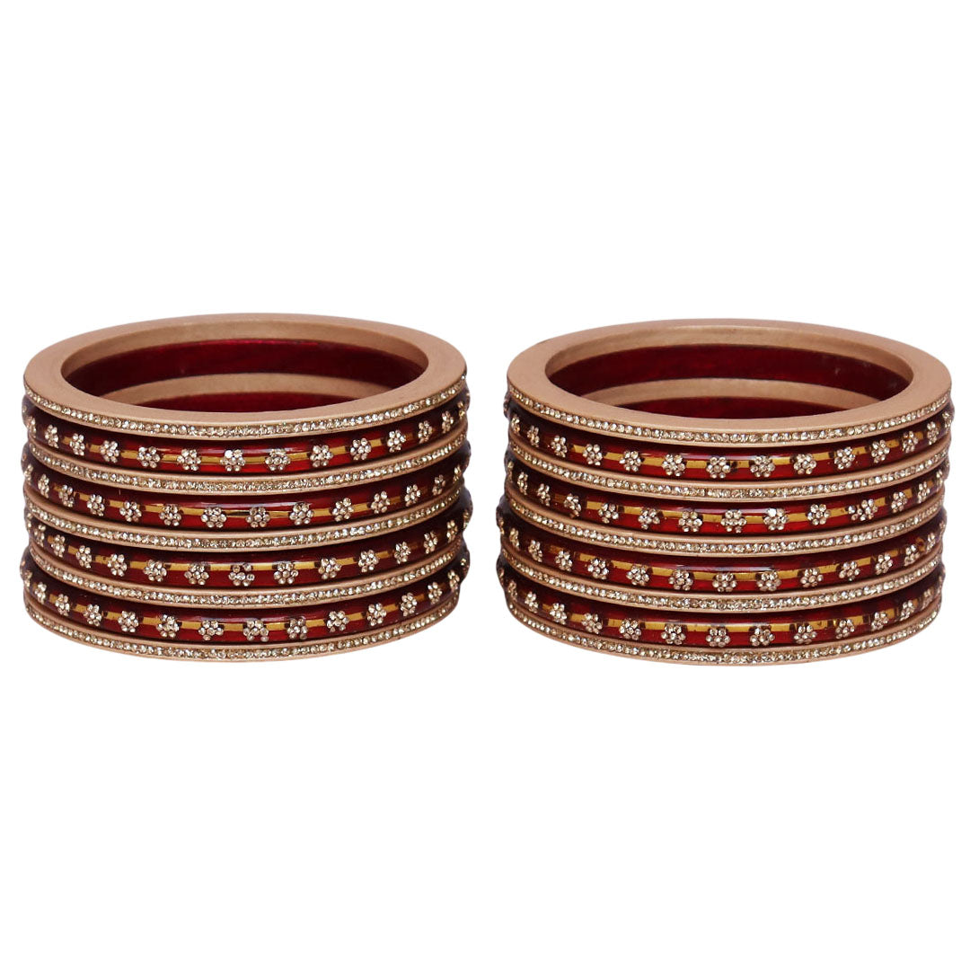 Bridal Rajasthani Lac Bangles Set with Floral Stone Work