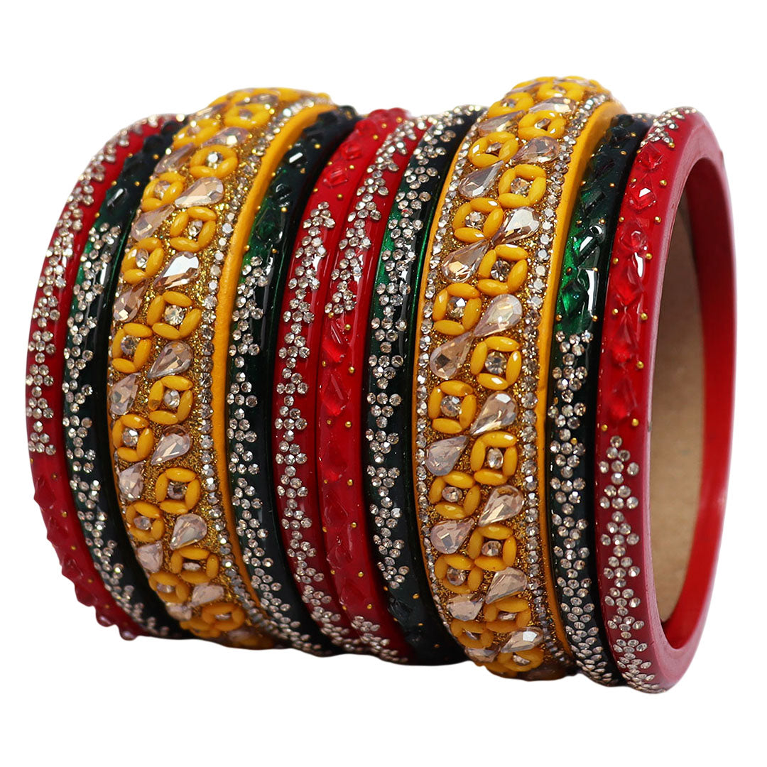 Womens Designer Lac Bangles Set With Latest Kundan Design