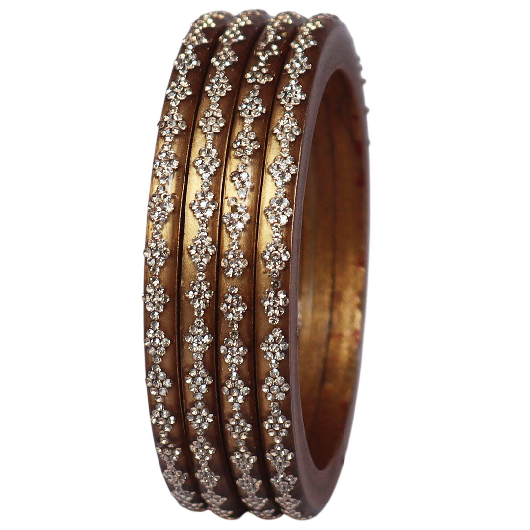 Designer lac bangles with glossy finish and rhinestone work