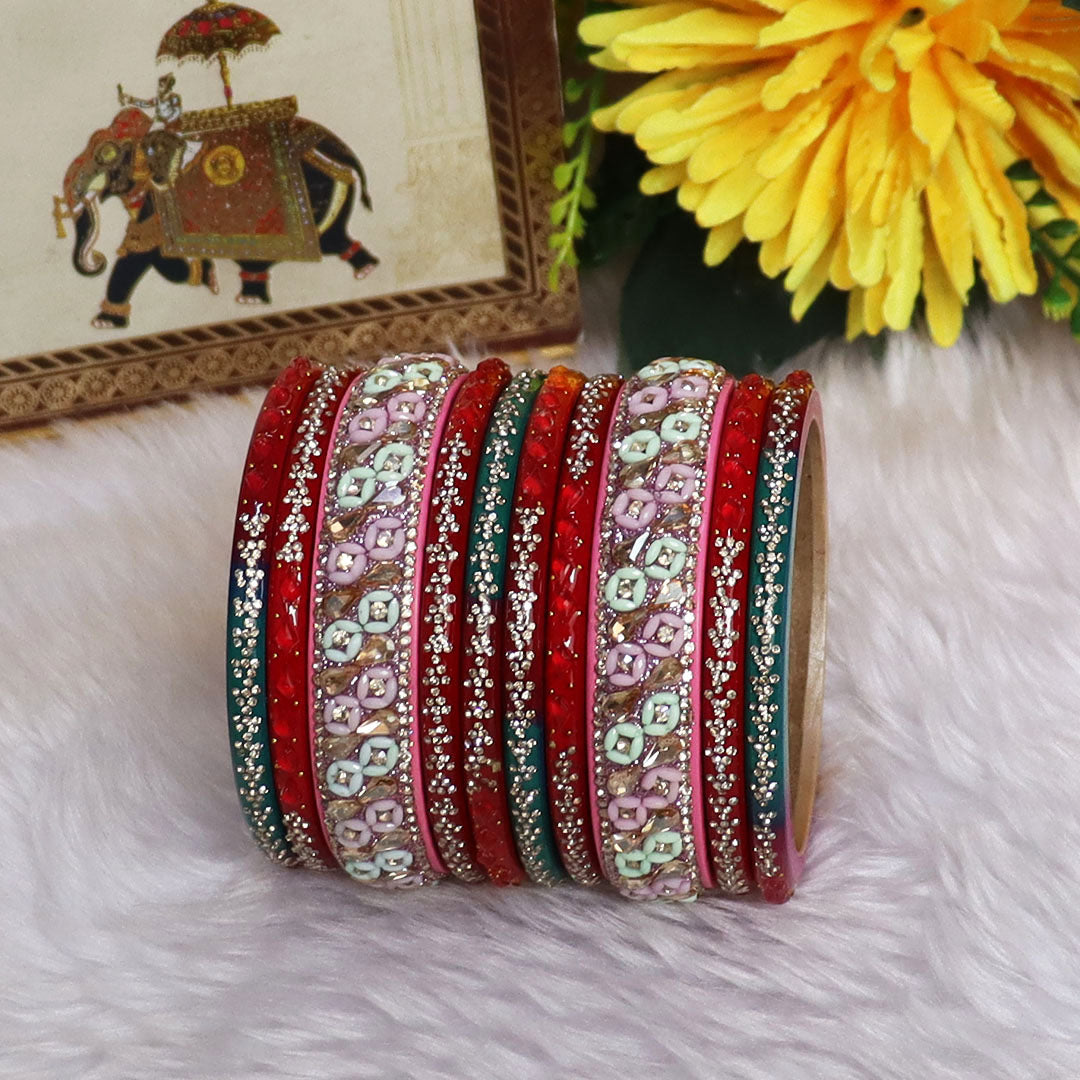 Womens Designer Lac Bangles Set With Latest Kundan Design