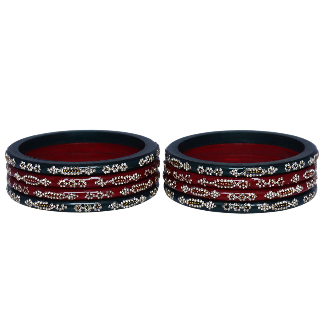 Traditional Lac Bangles Designer Red Green Rajasthani Set