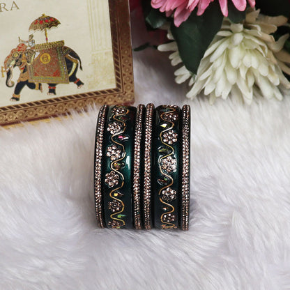 Handmade Traditional Short Lac Bangles Set With Latest Kundan Design