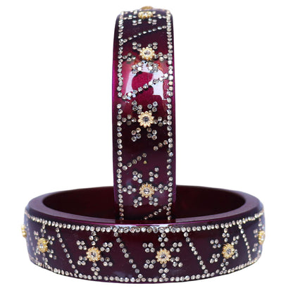 Designer Lac Bangles For Girls in Rhinestones Design