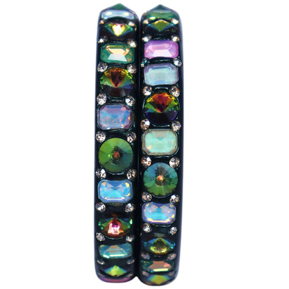 Handcrafted Traditional Rajasthani Lac Bangles for Women with Multicolor AD Stones and Antique Finish