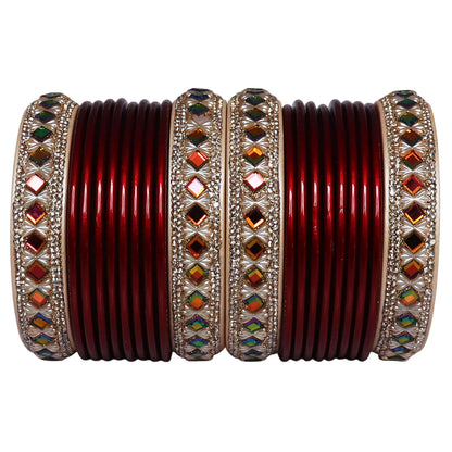 Handcrafted Pure Lac Bangles Set for Women with Designer Artificial Stone By TAJ BRIDAL STORE