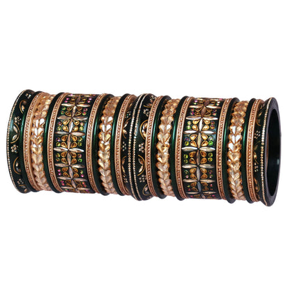 Handmade Rajasthani Lac Bangles for Bride – Kundan Stone Work