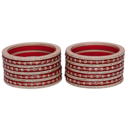 Bridal Rajasthani Lac Bangles Set with Floral Stone Work