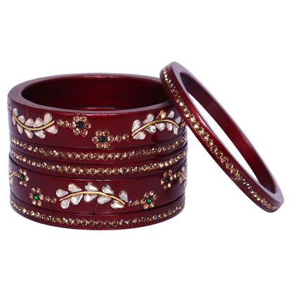 Rajasthani Lac Bangles Kundan & Rhinestone Design Short Set