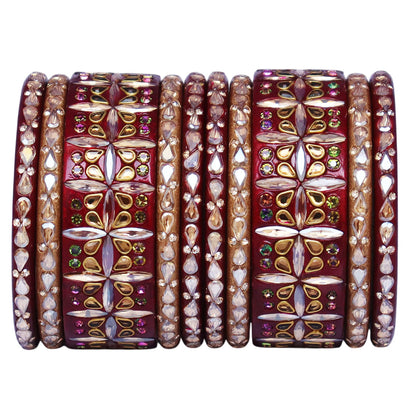 Stylish Short Lac Bangles Set With Latest Kundan-Rhinestones Design