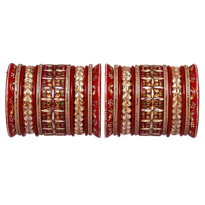 Handmade Rajasthani Lac Bangles for Bride – Kundan Stone Work