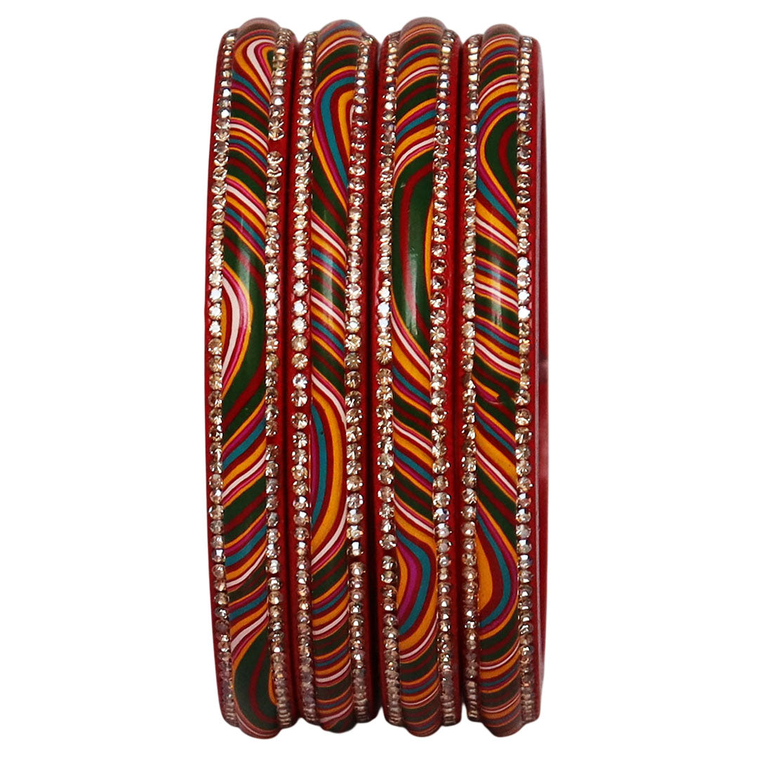 Designer Jaipuri Lac Kada with Multicolor Lahariya Artwork