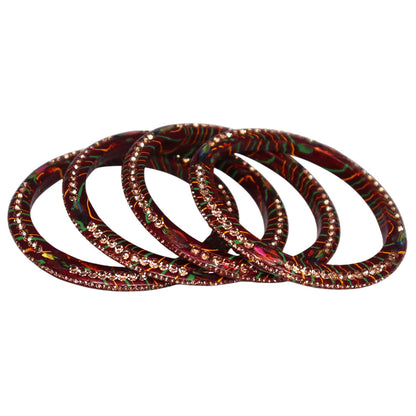 Lehariya Lac Bangles for Women | Traditional Rajasthani Rhinestone Bangles | Glossy Festival & Wedding Bangles By TAJ BRIDAL STORE