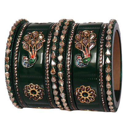 Pure Lac Short Chura Set With Latest Kundan & Peacock Design