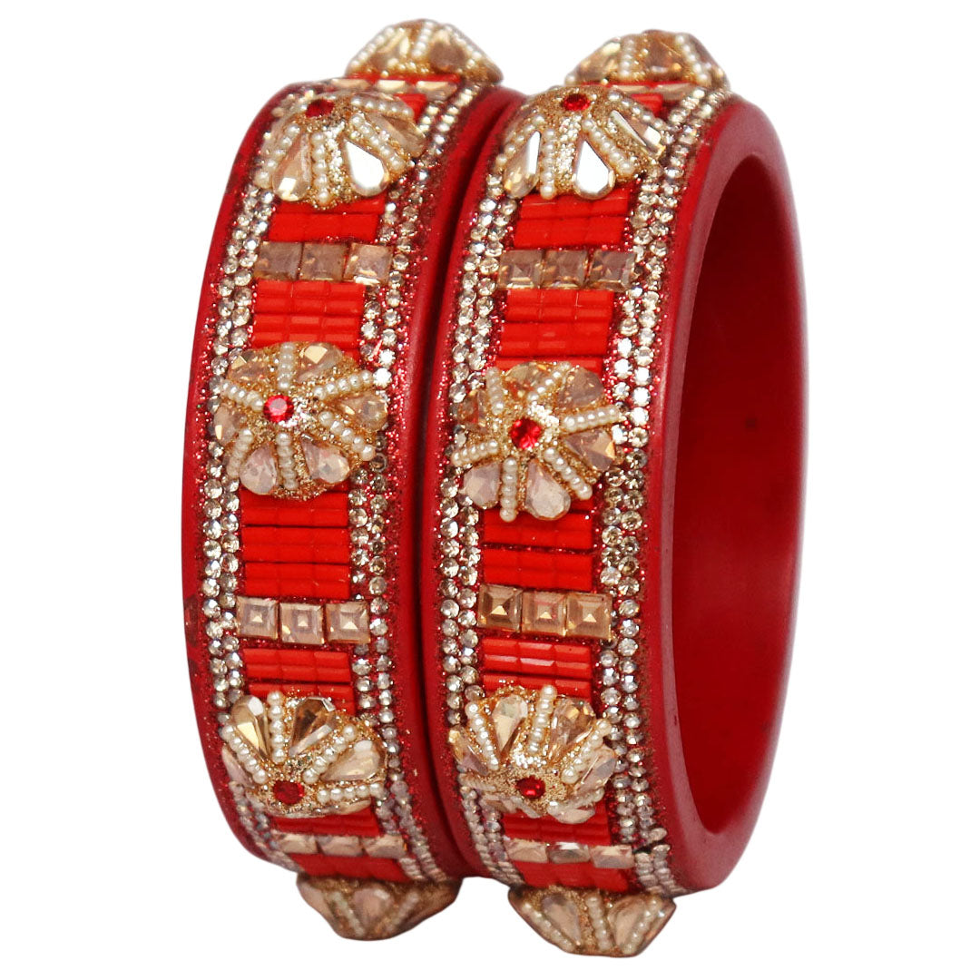 Jaipuri Lac Bangles Kundan Pearl Rhinestone Designer Kada
