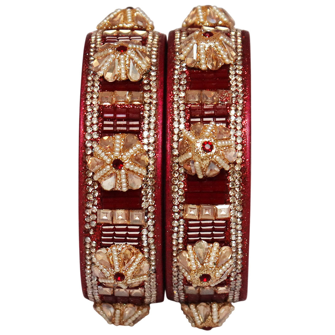 Jaipuri Lac Bangles Kundan Pearl Rhinestone Designer Kada