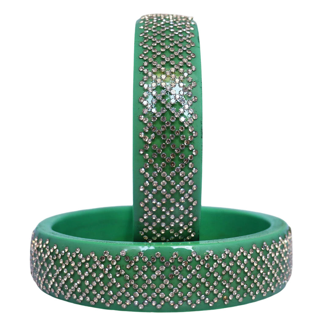 Jaipuri Lac Kada Bangles Set in Latest Rhinestones Design