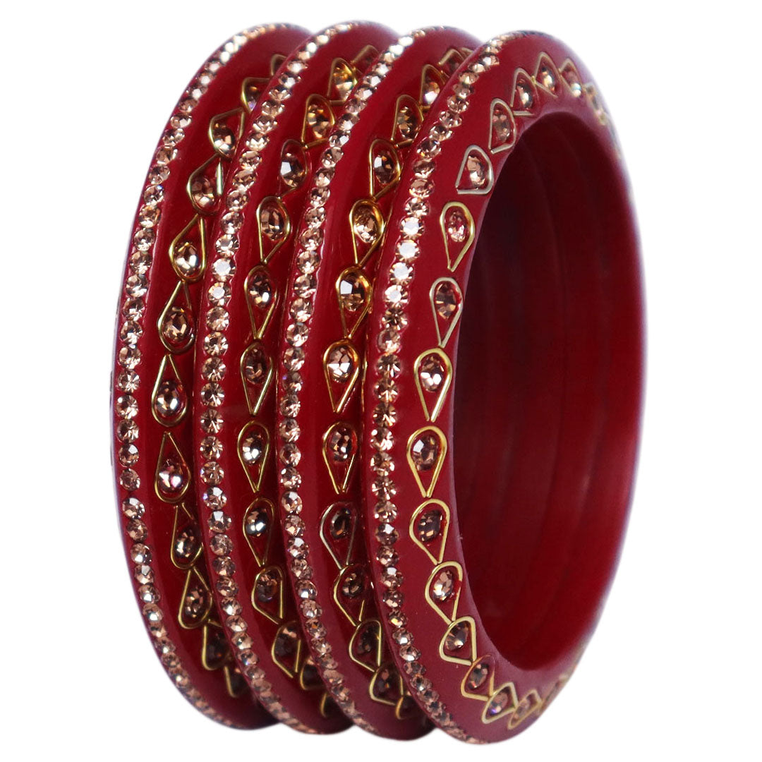 Lac Bangles Premium Rhinestone Bangadi Set for Women