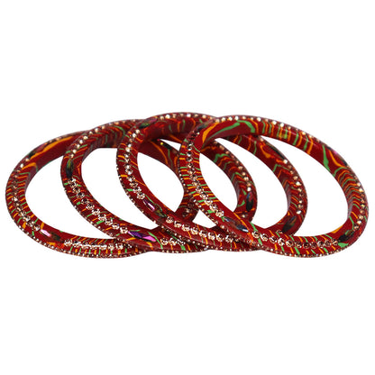 Lehariya Lac Bangles for Women | Traditional Rajasthani Rhinestone Bangles | Glossy Festival & Wedding Bangles By TAJ BRIDAL STORE