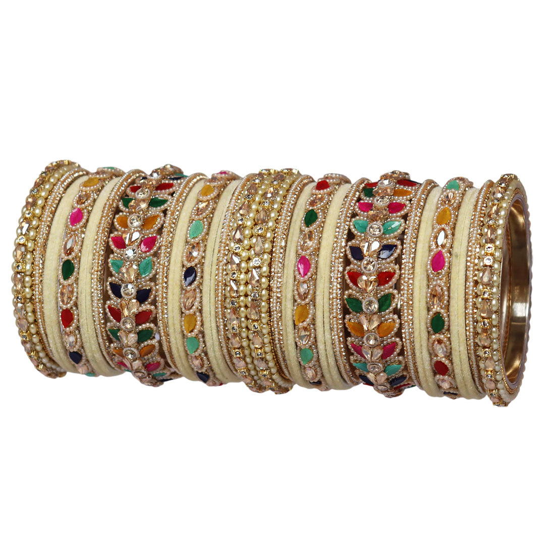 Indian Bridal Wedding Bangles Set – Kundan & Beads Work